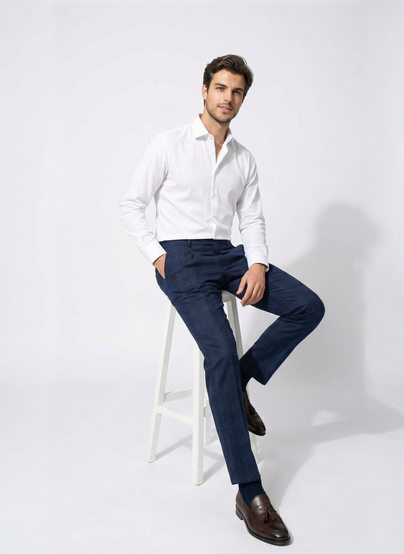 Savini Slim Leg Tapered Suit Trouser